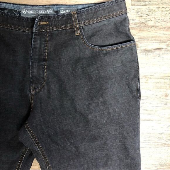 Enzo Denim Black Jeans, Size 38, missing button - Picture 2 of 10